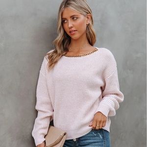 Vici Kamila Chain Link Blush Sweater